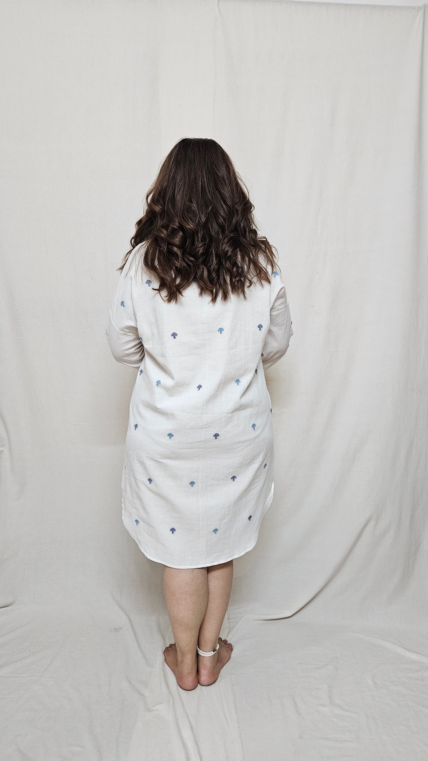 Button Mushroom Shirt Dress