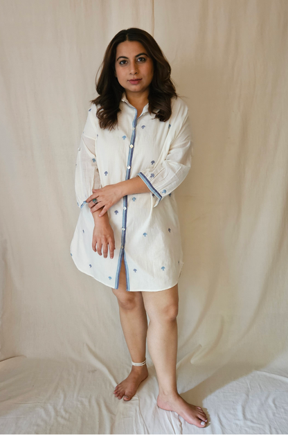 Button Mushroom Shirt Dress